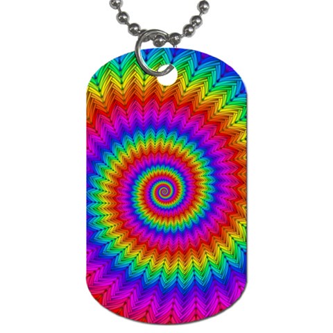 Psychedelic Rainbow Spiral Dog Tag (One Side) from ArtsNow.com Front