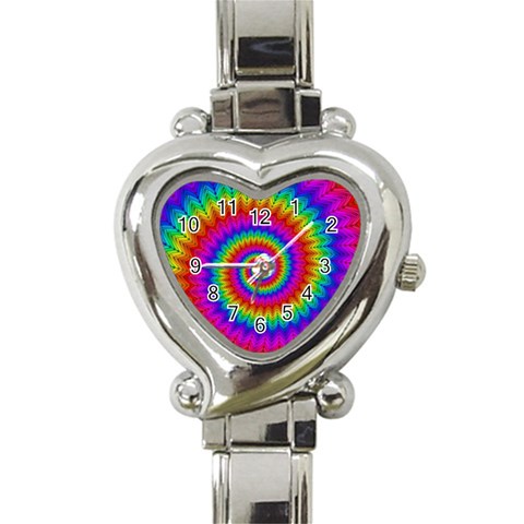 Psychedelic Rainbow Spiral Heart Italian Charm Watch from ArtsNow.com Front