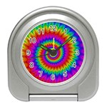 Psychedelic Rainbow Spiral Travel Alarm Clock