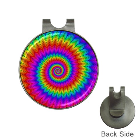 Psychedelic Rainbow Spiral Golf Ball Marker Hat Clip from ArtsNow.com Front