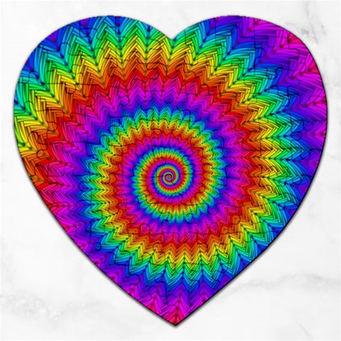 Psychedelic Rainbow Spiral Jigsaw Puzzle (Heart) from ArtsNow.com Front