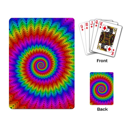 Psychedelic Rainbow Spiral Playing Cards Single Design from ArtsNow.com Back