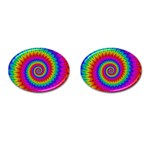 Psychedelic Rainbow Spiral Cufflinks (Oval)