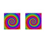 Psychedelic Rainbow Spiral Cufflinks (Square)