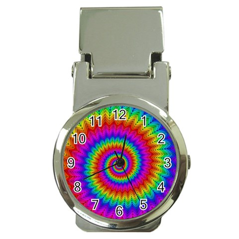 Psychedelic Rainbow Spiral Money Clip Watch from ArtsNow.com Front