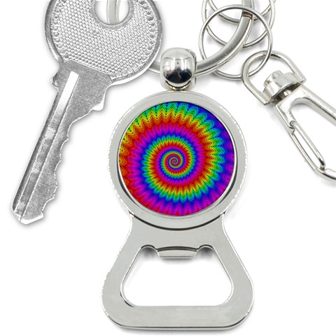 Psychedelic Rainbow Spiral Bottle Opener Key Chain from ArtsNow.com Front