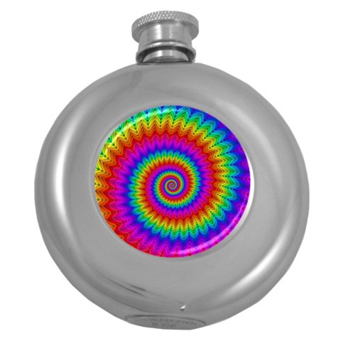 Psychedelic Rainbow Spiral Hip Flask (5 oz) from ArtsNow.com Front