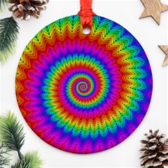 Psychedelic Rainbow Spiral Round Ornament (Two Sides) from ArtsNow.com Back