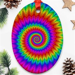 Psychedelic Rainbow Spiral Oval Ornament (Two Sides) from ArtsNow.com Front