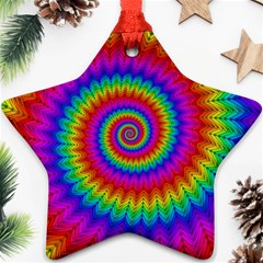 Psychedelic Rainbow Spiral Star Ornament (Two Sides) from ArtsNow.com Front