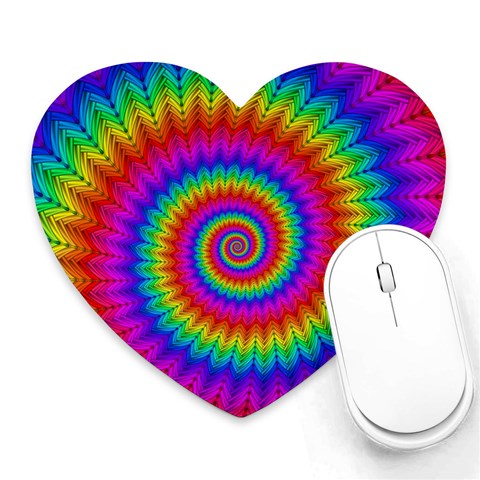 Psychedelic Rainbow Spiral Heart Mousepad from ArtsNow.com Front