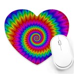 Psychedelic Rainbow Spiral Heart Mousepad