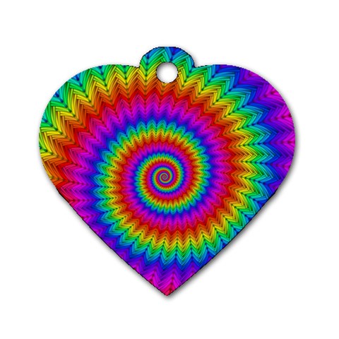 Psychedelic Rainbow Spiral Dog Tag Heart (One Side) from ArtsNow.com Front