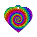 Psychedelic Rainbow Spiral Dog Tag Heart (One Side)