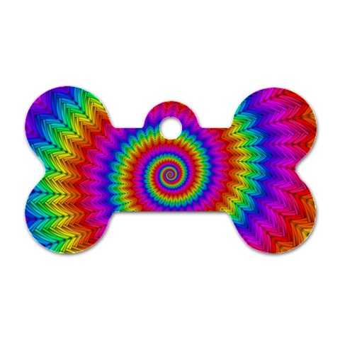 Psychedelic Rainbow Spiral Dog Tag Bone (One Side) from ArtsNow.com Front