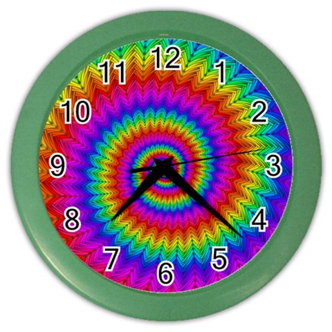 Psychedelic Rainbow Spiral Color Wall Clock from ArtsNow.com Front