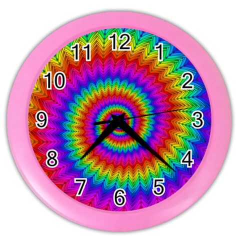 Psychedelic Rainbow Spiral Color Wall Clock from ArtsNow.com Front