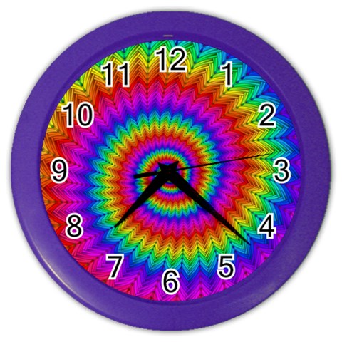 Psychedelic Rainbow Spiral Color Wall Clock from ArtsNow.com Front