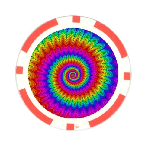 Psychedelic Rainbow Spiral Poker Chip Card Guard from ArtsNow.com Front