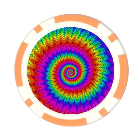 Psychedelic Rainbow Spiral Poker Chip Card Guard from ArtsNow.com Front