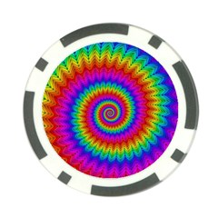 Psychedelic Rainbow Spiral Poker Chip Card Guard from ArtsNow.com Front