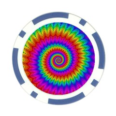 Psychedelic Rainbow Spiral Poker Chip Card Guard from ArtsNow.com Front