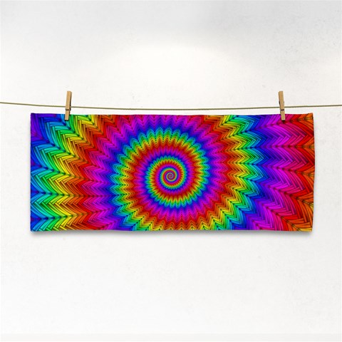 Psychedelic Rainbow Spiral Hand Towel from ArtsNow.com Front