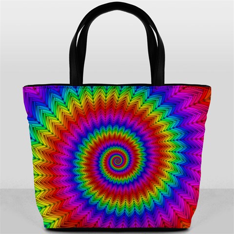 Psychedelic Rainbow Spiral Bucket Bag from ArtsNow.com Front