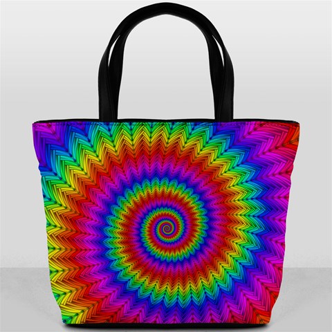 Psychedelic Rainbow Spiral Bucket Bag from ArtsNow.com Back