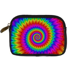 Psychedelic Rainbow Spiral Digital Camera Leather Case from ArtsNow.com Front