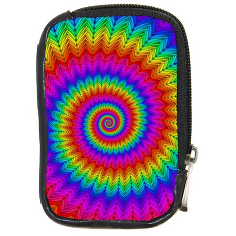 Psychedelic Rainbow Spiral Compact Camera Leather Case from ArtsNow.com Front