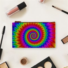 Psychedelic Rainbow Spiral Cosmetic Bag (Small) from ArtsNow.com Front