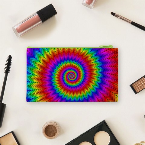 Psychedelic Rainbow Spiral Cosmetic Bag (Small) from ArtsNow.com Back