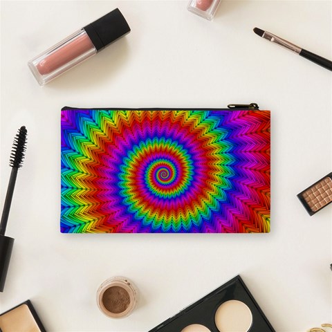 Psychedelic Rainbow Spiral Cosmetic Bag (Small) from ArtsNow.com Back