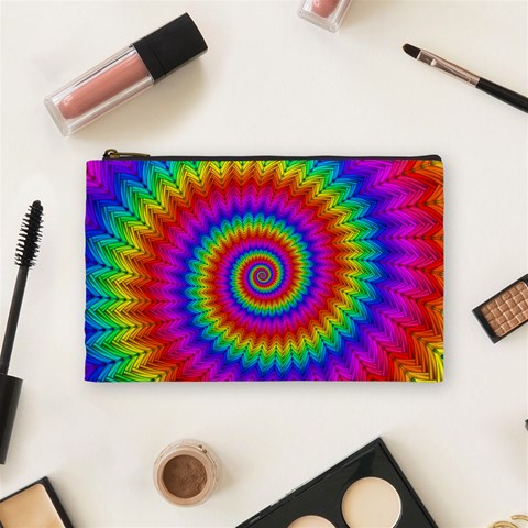 Psychedelic Rainbow Spiral Cosmetic Bag (Medium) from ArtsNow.com Front