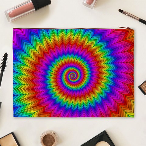 Psychedelic Rainbow Spiral Cosmetic Bag (XL) from ArtsNow.com Back