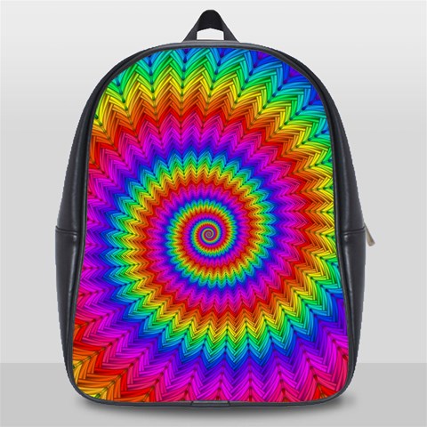 Psychedelic Rainbow Spiral School Bag (Large) from ArtsNow.com Front