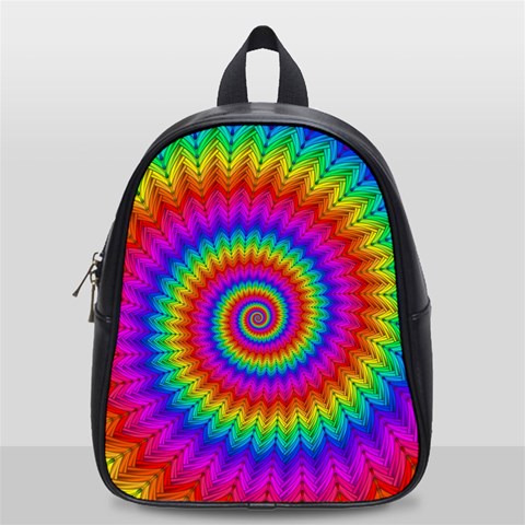 Psychedelic Rainbow Spiral School Bag (Small) from ArtsNow.com Front