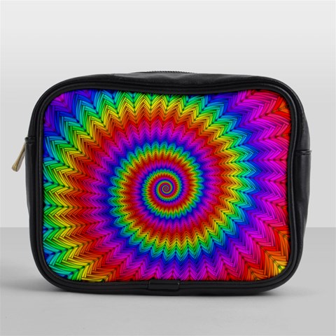 Psychedelic Rainbow Spiral Mini Toiletries Bag (One Side) from ArtsNow.com Front