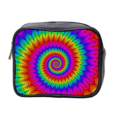 Psychedelic Rainbow Spiral Mini Toiletries Bag (Two Sides) from ArtsNow.com Front