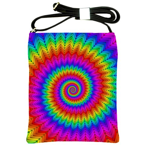 Psychedelic Rainbow Spiral Shoulder Sling Bag from ArtsNow.com Front