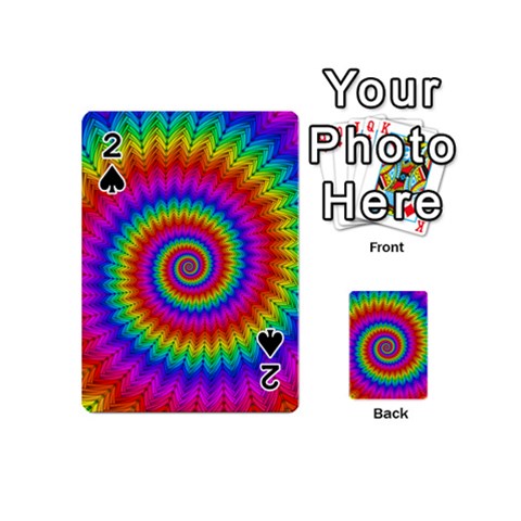 Psychedelic Rainbow Spiral Playing Cards 54 (Mini) from ArtsNow.com Front - Spade2