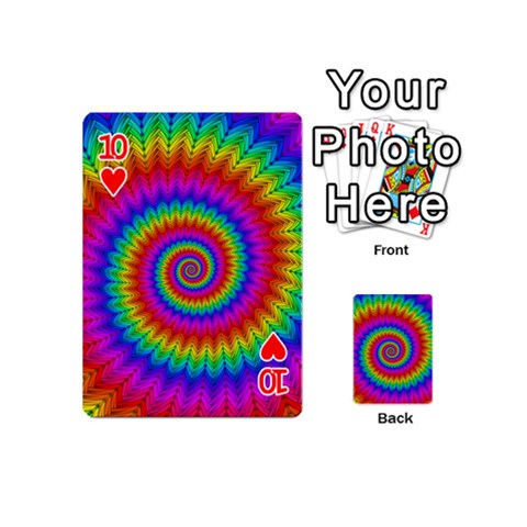 Psychedelic Rainbow Spiral Playing Cards 54 (Mini) from ArtsNow.com Front - Heart10