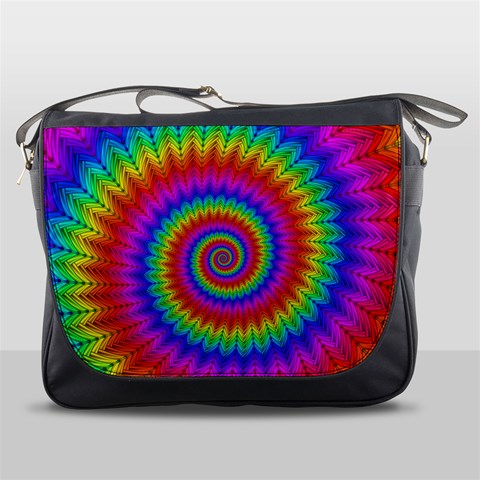 Psychedelic Rainbow Spiral Messenger Bag from ArtsNow.com Front