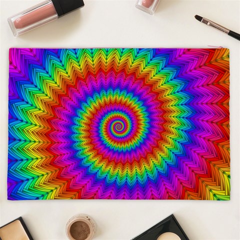 Psychedelic Rainbow Spiral Cosmetic Bag (XXL) from ArtsNow.com Back