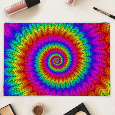 Psychedelic Rainbow Spiral Cosmetic Bag (XXL) from ArtsNow.com Back