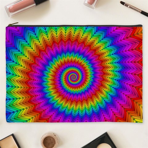 Psychedelic Rainbow Spiral Cosmetic Bag (XXXL) from ArtsNow.com Front