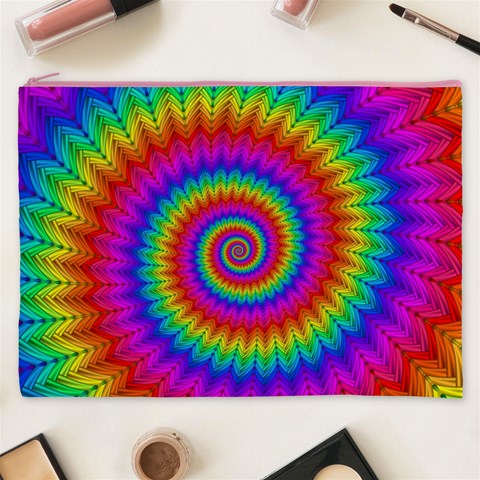 Psychedelic Rainbow Spiral Cosmetic Bag (XXXL) from ArtsNow.com Front