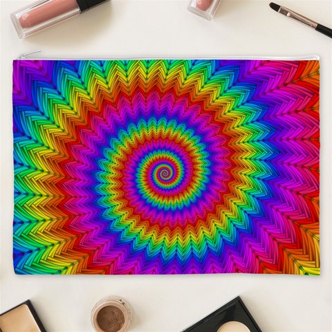 Psychedelic Rainbow Spiral Cosmetic Bag (XXXL) from ArtsNow.com Front