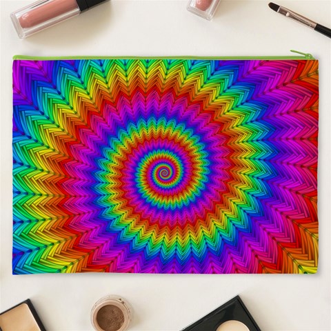 Psychedelic Rainbow Spiral Cosmetic Bag (XXXL) from ArtsNow.com Back